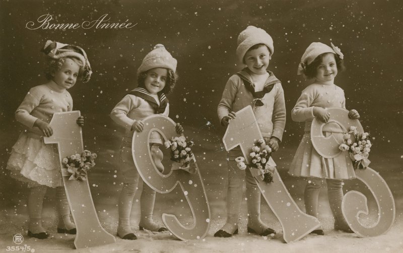 Nytårs hilsen postkort, sendt i 1913 af French Photographer