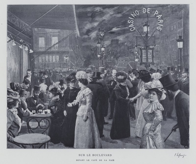 På boulevarden udenfor Cafe de la Paix, Paris (s/h foto) af French Photographer