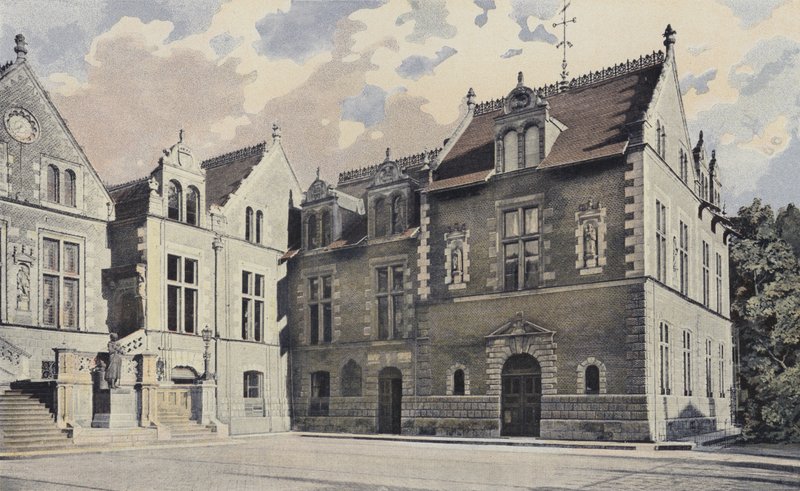 Orleans, rådhus, hovedfacade og pavillon til højre af French Photographer