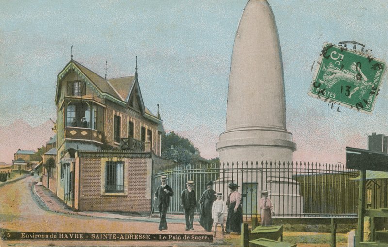 Pain de sucre (sukkerbrødsmindesmærke) ved Sainte-Adresse nær Le Havre. Mausoleum bygget til minde om Charles Lefebvre-Desnouettes. Postkort sendt i 1913. af French Photographer