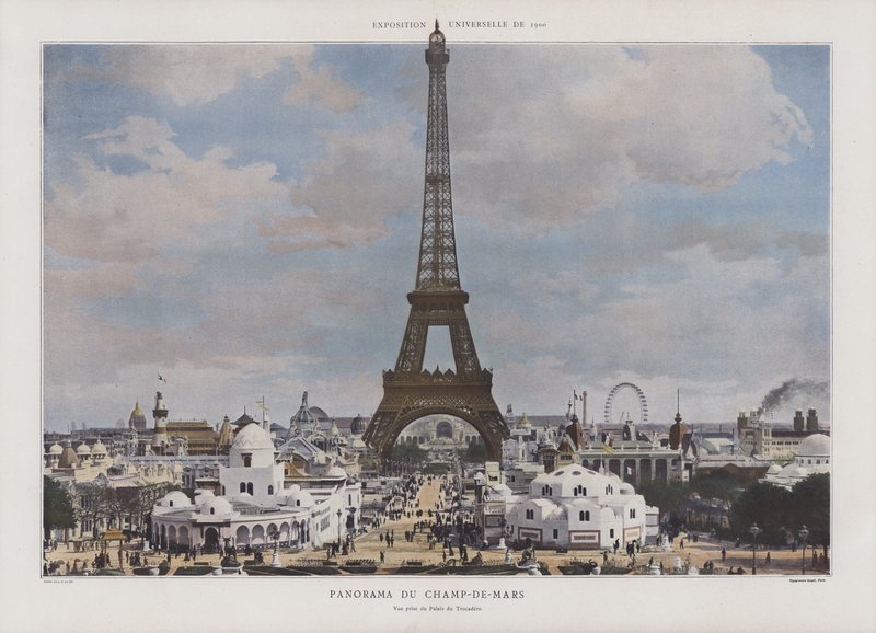 Panorama af Champ de Mars under Exposition Universelle 1900, Paris (farvefoto) af French Photographer