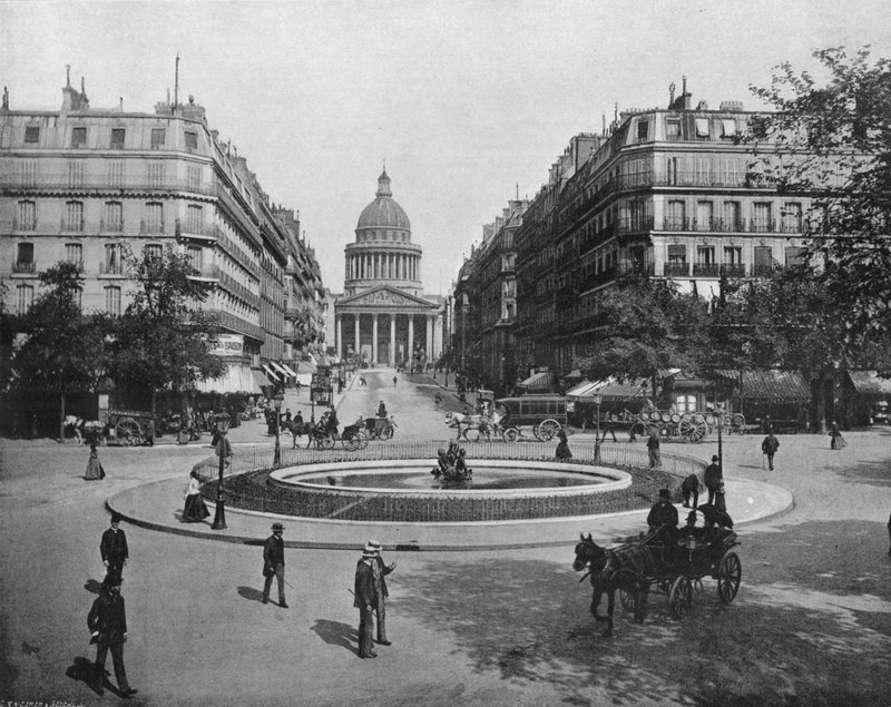 Paris - Place Medicis, Rue Soufflot og Pantheon (s/h-billede) af French Photographer
