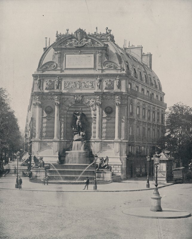 Paris: Fountain of St Michel (s/h foto) af French Photographer