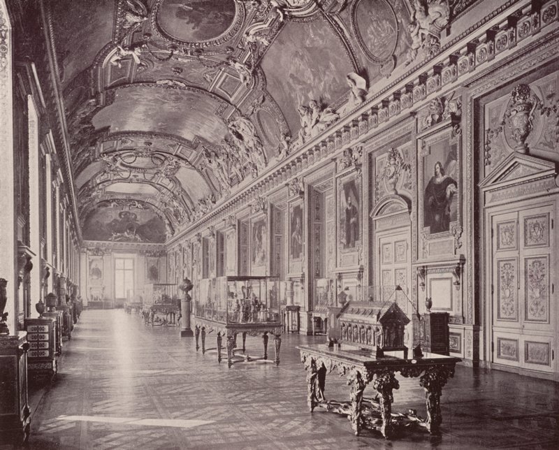 Paris: Gallery of Apollo, Louvre Museum, Looking South (B/W Photo) af French Photographer