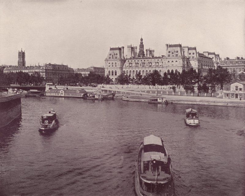 Paris: Hotel de Ville, fra flodsiden (s/h-billede) af French Photographer