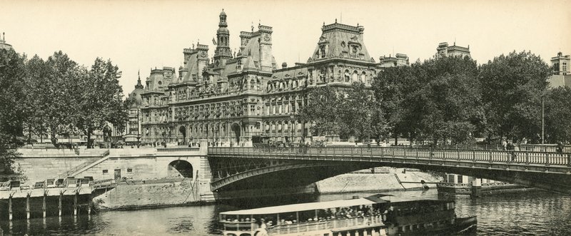 Paris, rådhuset og Arcole-broen, rådhuset og Arcole-broen af French Photographer