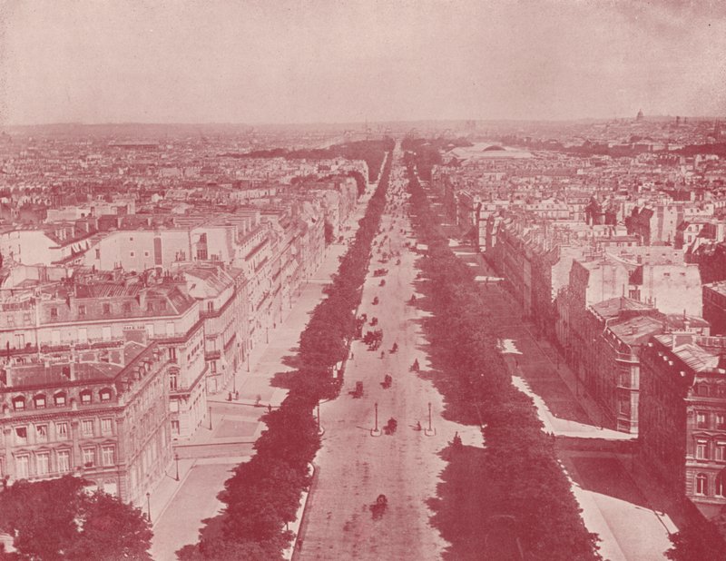 Paris: Perspektiv af Champs Elysees (s/h foto) af French Photographer