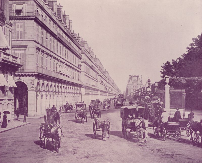 Paris: Rue de Rivoli, kigger mod øst, fra Place de la Concorde (s/h-foto) af French Photographer