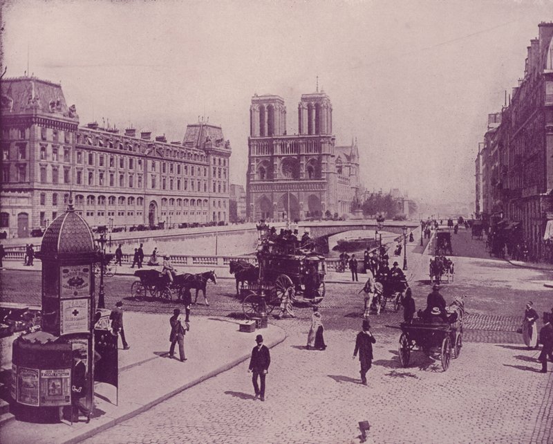 Paris: Pont St Michel og Notre Dame (s/h foto) af French Photographer