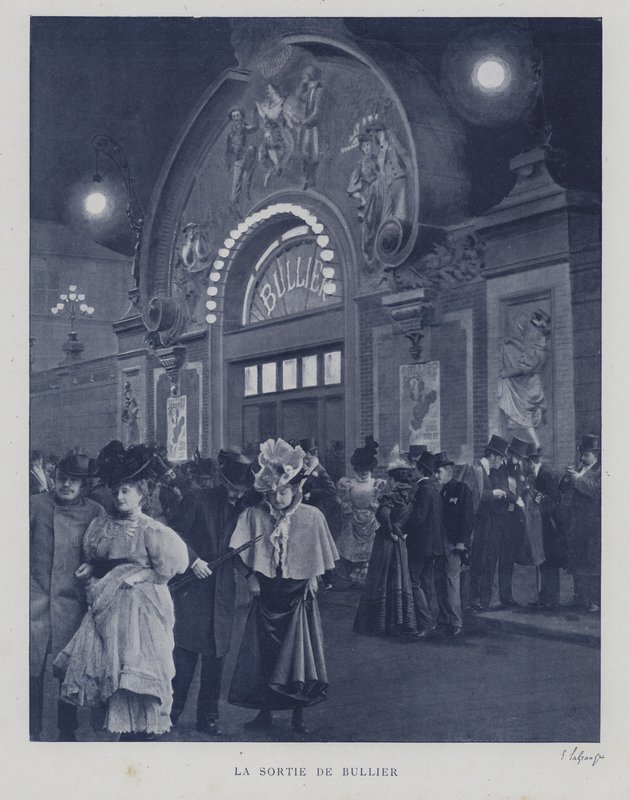 Folk, der forlader Bal Bullier, Paris (s/h-billede) af French Photographer