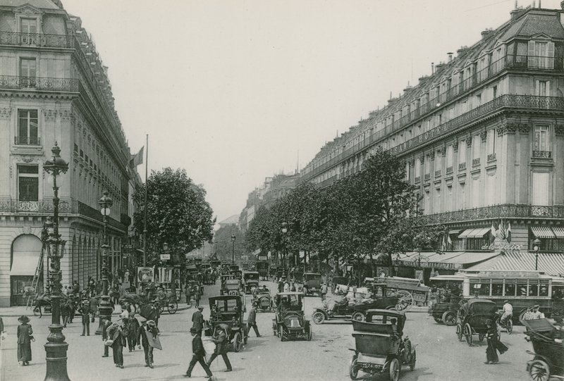 Perspektiv af Boulevard des Capucines, Boulevard of the Capucines (fotogravering) af French Photographer
