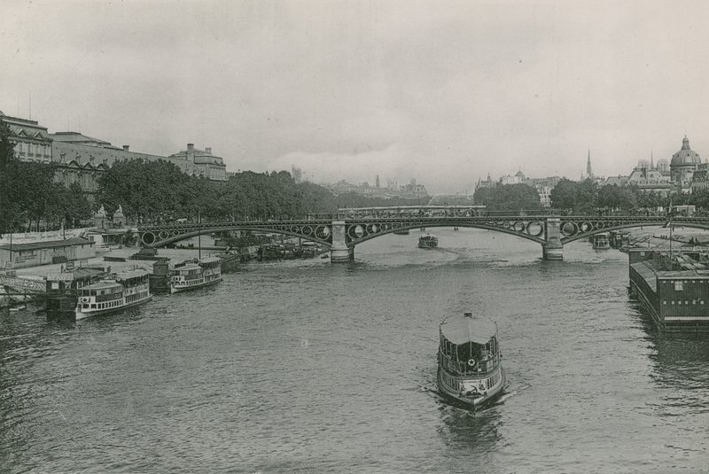 Perspektiv på Seinen, Pont des Saint-Peres, Seinen og Saints-Peres-broen (fotogravering) af French Photographer
