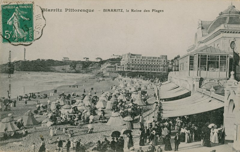 Det maleriske Biarritz - Biarritz, strandens dronning. Postkort sendt i 1913. af French Photographer