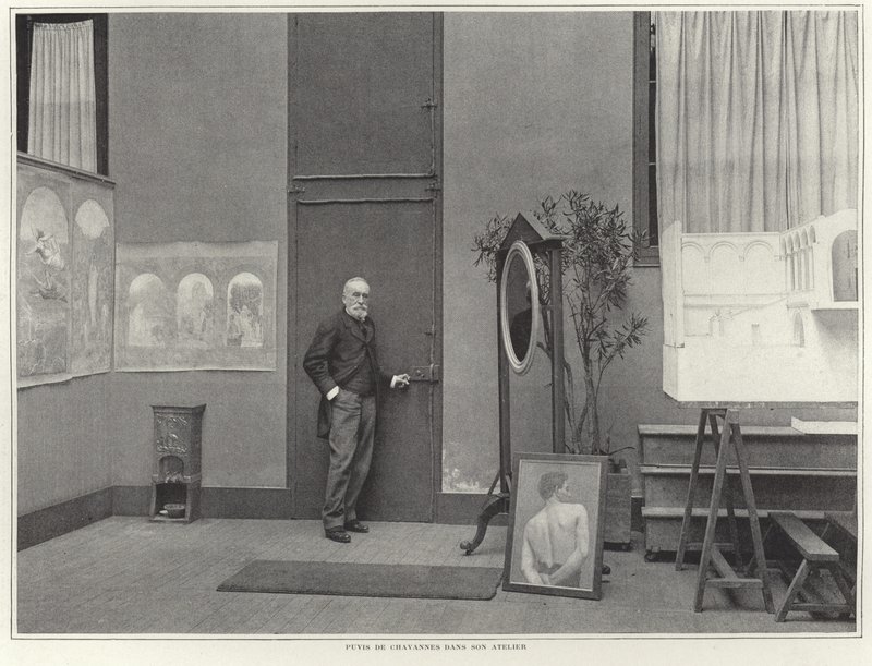 Pierre Puvis de Chavannes i sit værksted af French Photographer