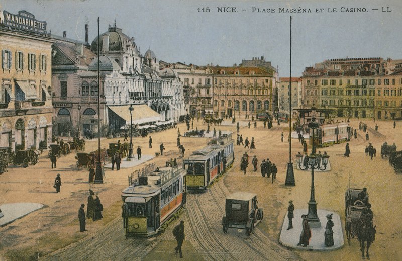 Place Massena og kasinoet, Nice. Postkort sendt i 1913. af French Photographer