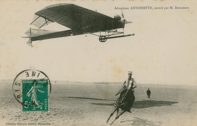 Postkort af et Antoinette-fly fløjet af M. Demanest, sendt i 1913 af French Photographer