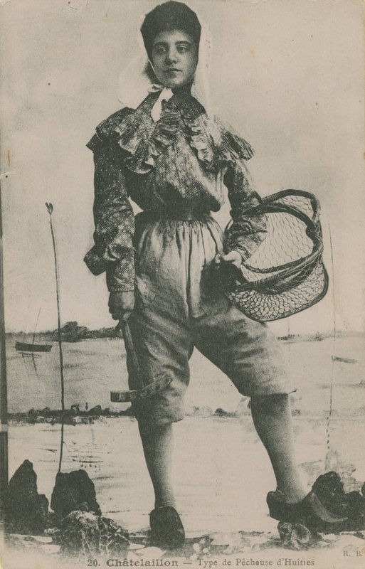 Postkort af en østersfisker, sendt i 1913 af French Photographer