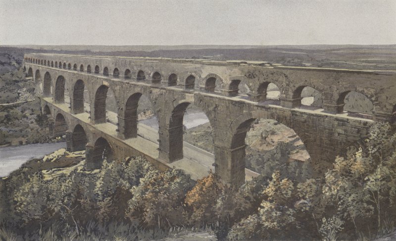 Remoulins, Roman Aqueduct Bridge, over Gardon af French Photographer