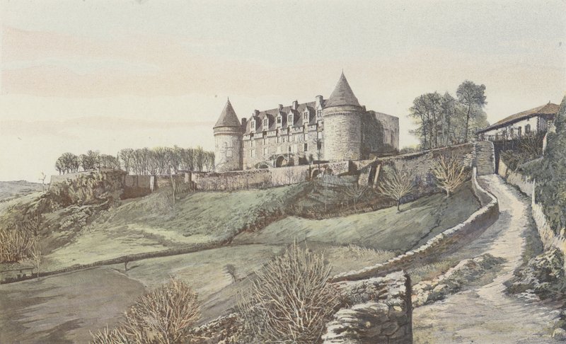 Rochechouart, Chateau, generel udsigt, taget fra S E af French Photographer