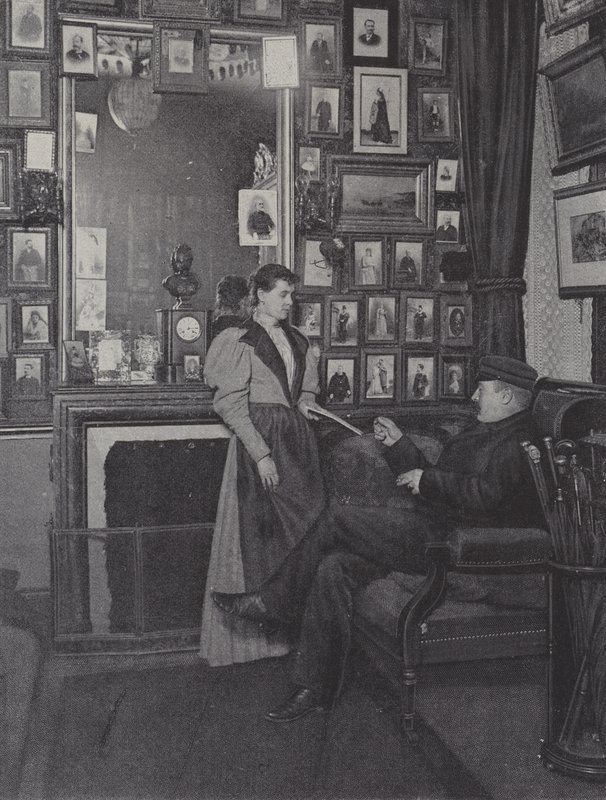 Værelse i Palais Garnier i Paris fyldt med portrætter af kunstnere (s/h foto) af French Photographer