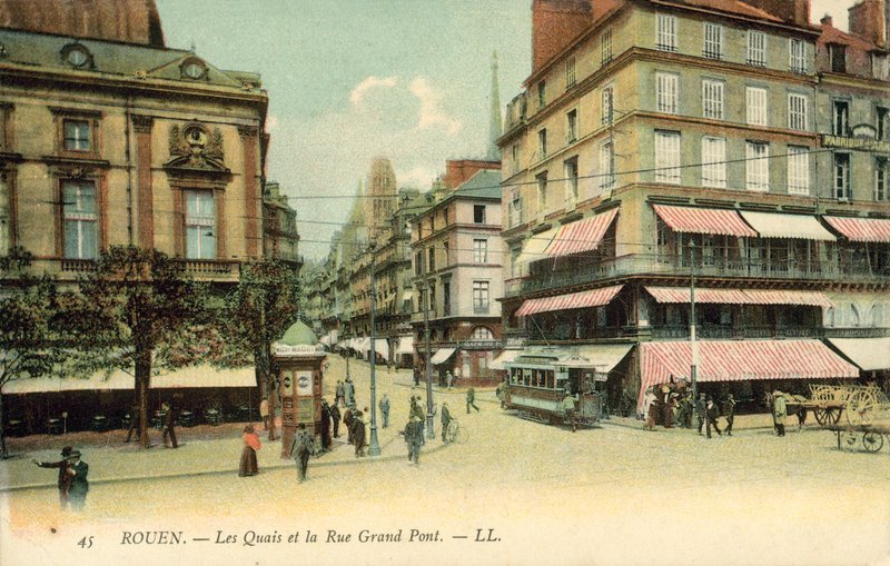 Rouen, Frankrig, The Quays, The Grand Pont Street af French Photographer