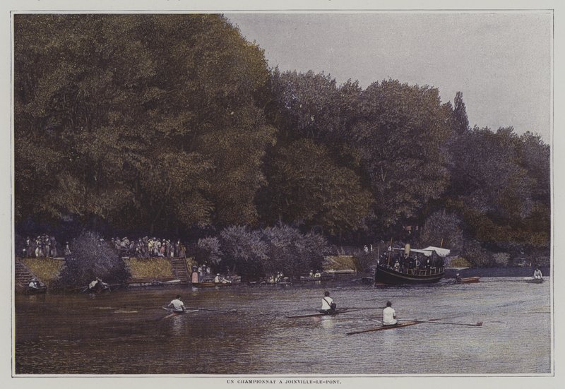 Roningsmesterskab på floden Marne ved Joinville-le-Pont, Frankrig (farvefoto) af French Photographer