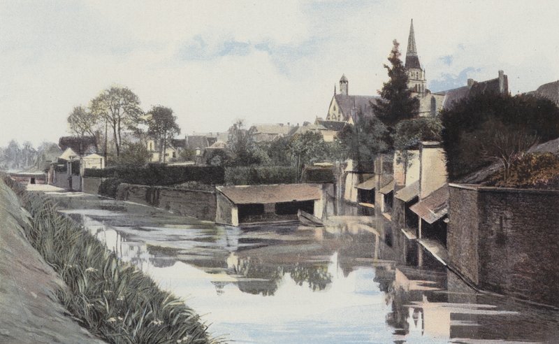 Saint-Calais, vaskehuse ved bredden af ​​Anille af French Photographer