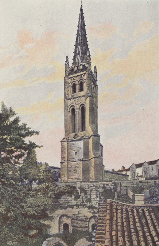 Saint-Emilion, klokketårn over den monolitiske kirke af French Photographer