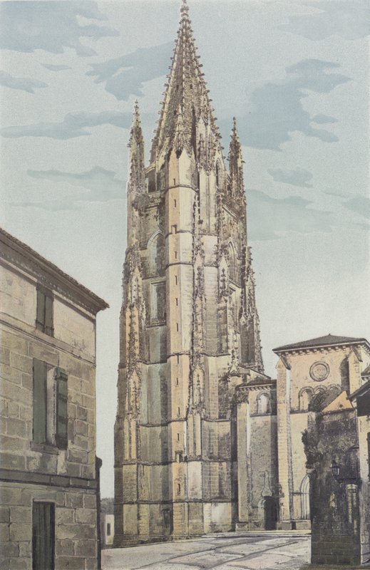 Saintes, Saint-Eutrope-kirken, klokketårn og facade O af French Photographer