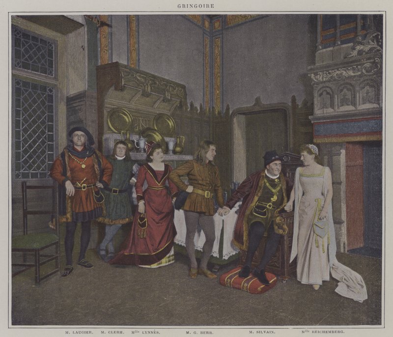 Scene fra en produktion af Gringoire, af Theodore de Banville (farvefoto) af French Photographer