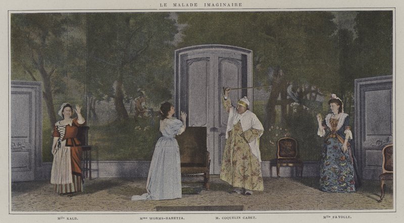 Scene fra en produktion af Le Malade Imaginaire, af Moliere (farvefoto) af French Photographer