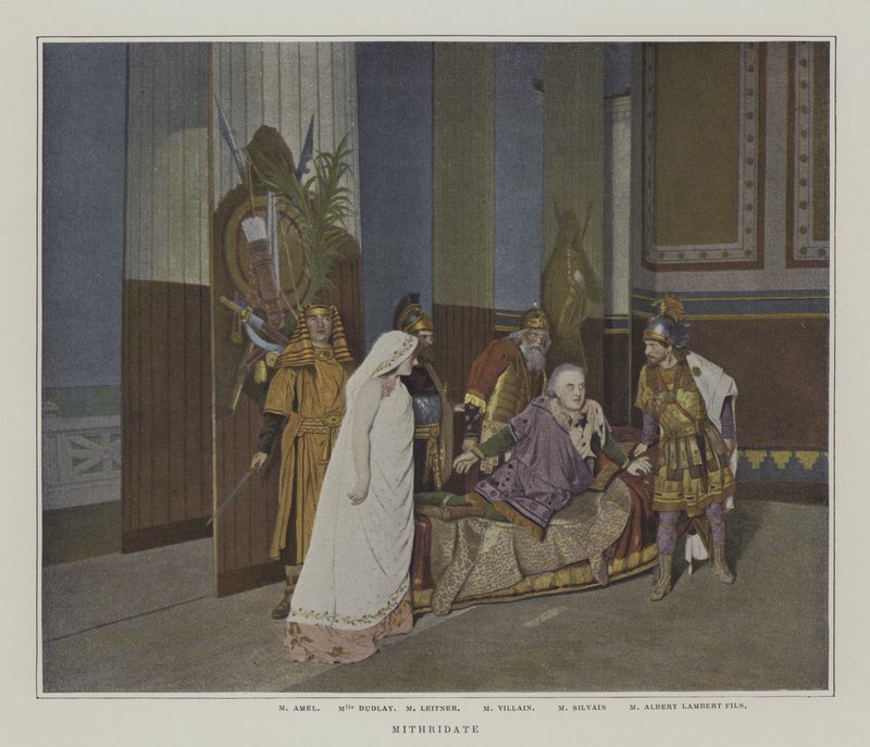 Scene fra en produktion af Mithridate af Jean Racine (farvefoto) af French Photographer