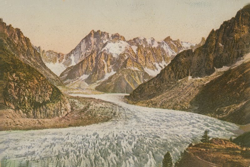 Naturskøn udsigt over bjerge og gletscher. Postkort sendt i 1913. af French Photographer