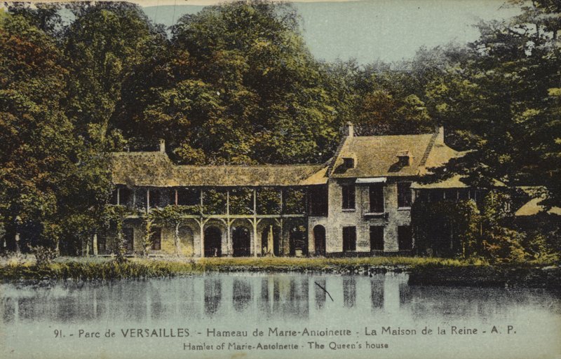 Dronningens hus, Hamlet of Marie Antoinette, Versailles (farvefoto) af French Photographer