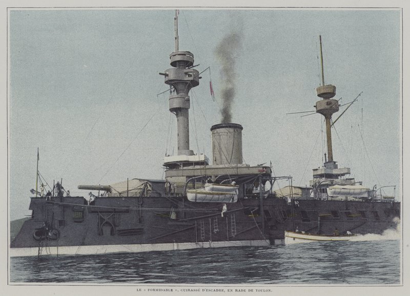Slagskibet Formidable i Toulon havn (farvefoto) af French Photographer