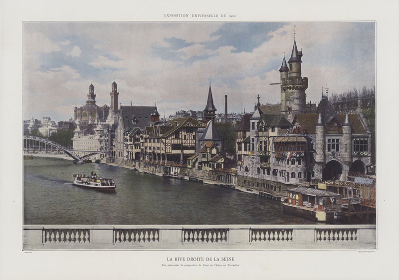 Den højre bred af Seinen under Exposition Universelle 1900, Paris (farvefoto) af French Photographer