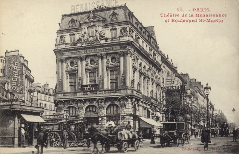 Theatre de la Renaissance og Boulevard St Martin, Paris af French Photographer