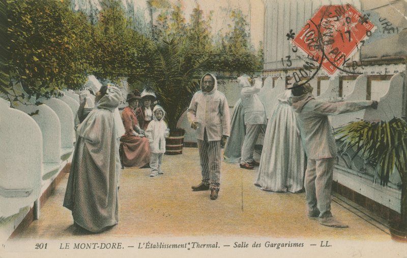 Termiske kilder, Le Mont Dore, Frankrig. Postkort sendt i 1913. af French Photographer
