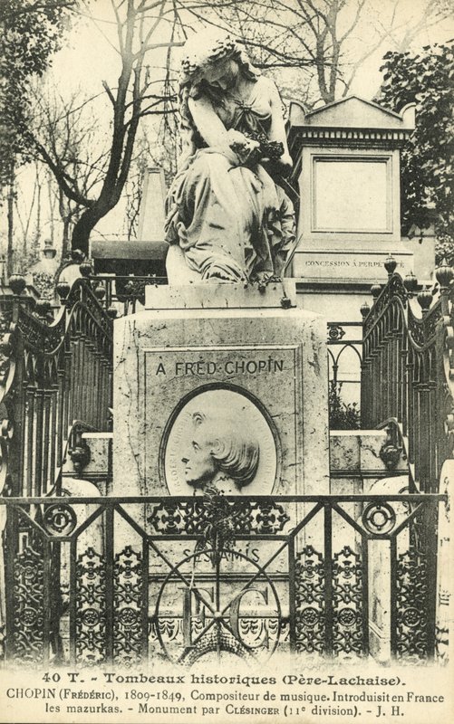 Frédéric Chopins grav, Pere Lachaise-kirkegården, Paris (s/h-foto) af French Photographer