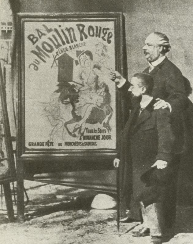 Toulouse-Lautrec med en direktør for Moulin Rouge, Paris (s/h-foto) af French Photographer