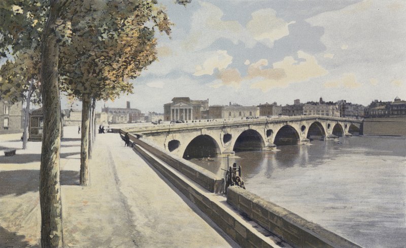 Toulouse, Pont-Neuf, Udsigt taget opstrøms på venstre bred af Garonne af French Photographer