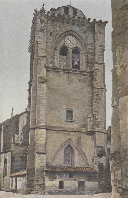 Villeneuve-les-Avignon, Kirke, befæstet klokketårn, i dag Klokketårn (før restaurering) af French Photographer