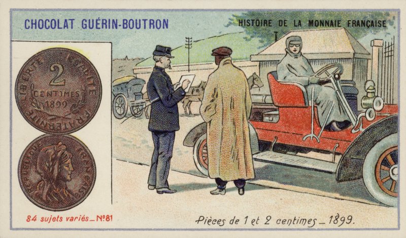 1 og 2 centimes stykker af French School
