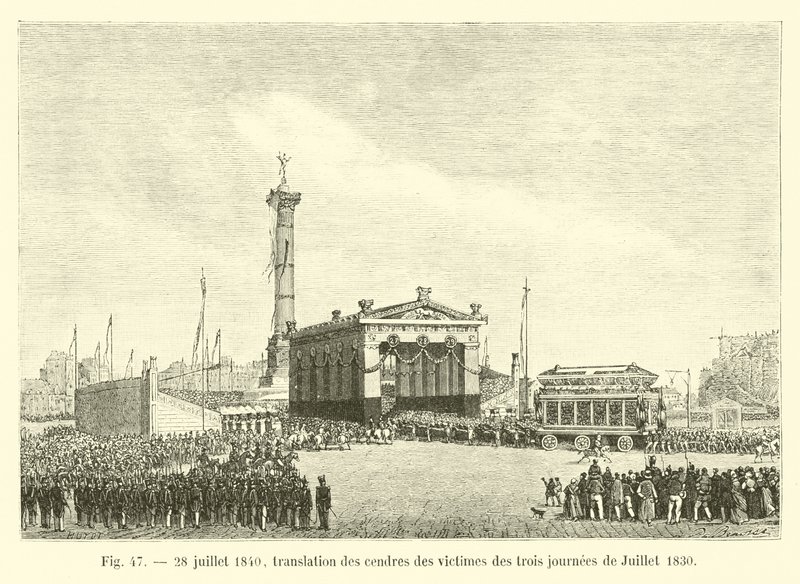 28. juli 1840, oversættelse af asken fra ofrene fra de tre dage i juli 1830 af French School