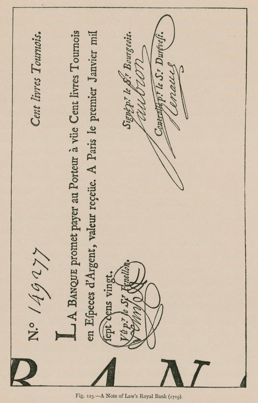 En note fra Laws Royal Bank (1719) af French School
