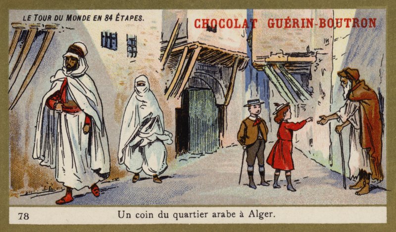 Et hjørne af det arabiske kvarter, Algier (chromolitho) af French School