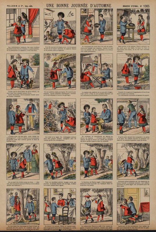 En fin efterårsdag (farvet gravering) af French School