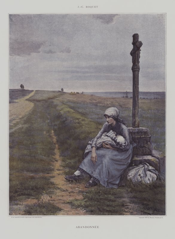 Abandonnee (Abandoned) (farve litho) af French School