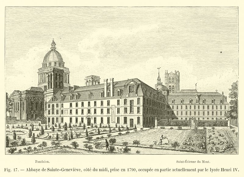 Klosteret Sainte-Genevieve, sydkysten, taget i 1790, i øjeblikket delvist besat af Lycee Henri IV af French School