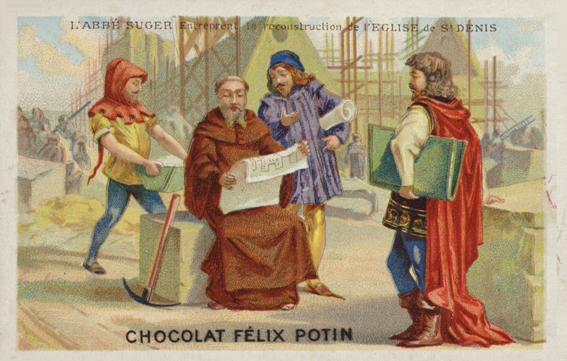 Abbed Suger (ca 1081-1151) varetager genopbygningen af klosteret St. Denis af French School